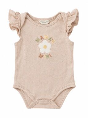 Rabbit + Bear Organic Cotton Pink Floral Ruffle-Sleeve One-Piece